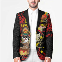 Papua New Guinea Christmas Blazer Funny Melanesian Santa with Bird-of-paradise Tribal Style - Polynesian Pride