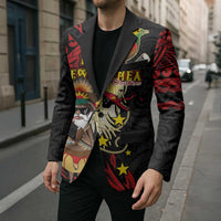 Papua New Guinea Christmas Blazer Funny Melanesian Santa with Bird-of-paradise Tribal Style - Polynesian Pride