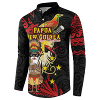 Papua New Guinea Christmas Button Sweatshirt Funny Melanesian Santa with Bird-of-paradise Tribal Style - Polynesian Pride