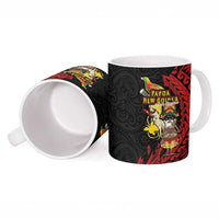 Papua New Guinea Christmas Ceramic Mug Funny Melanesian Santa with Bird-of-paradise Tribal Style - Polynesian Pride