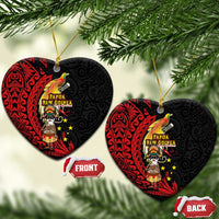 Papua New Guinea Christmas Ceramic Ornament Funny Melanesian Santa with Bird-of-paradise Tribal Style - Polynesian Pride