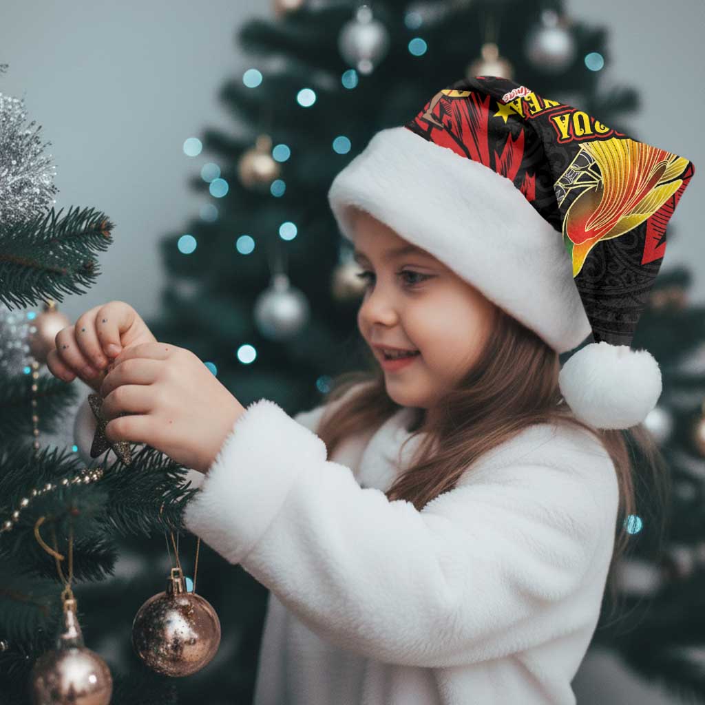 Papua New Guinea Christmas Santa Hat Funny Melanesian Santa with Bird-of-paradise Tribal Style - Polynesian Pride