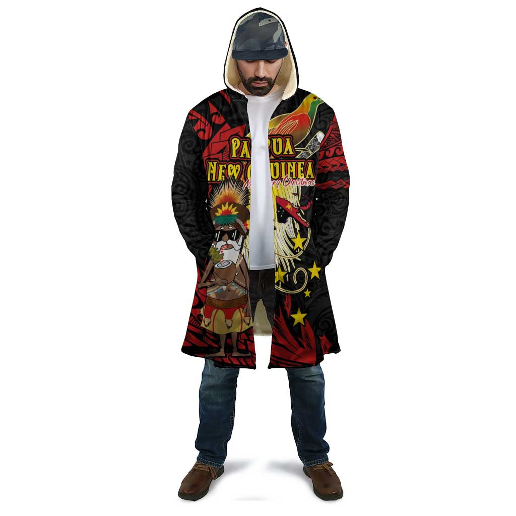 Papua New Guinea Christmas Cloak Funny Melanesian Santa with Bird-of-paradise Tribal Style - Polynesian Pride