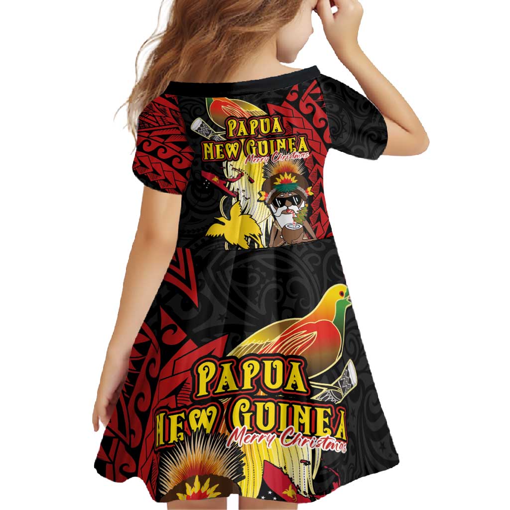 Papua New Guinea Christmas Family Matching Tank Maxi Dress and Hawaiian Shirt Funny Melanesian Santa with Bird-of-paradise Tribal Style - Polynesian Pride