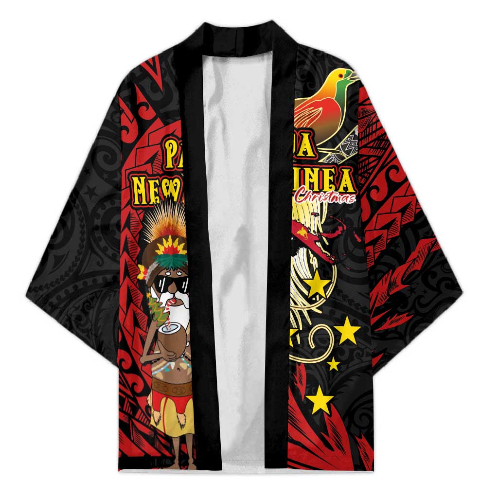 Papua New Guinea Christmas Kimono Funny Melanesian Santa with Bird-of-paradise Tribal Style - Polynesian Pride