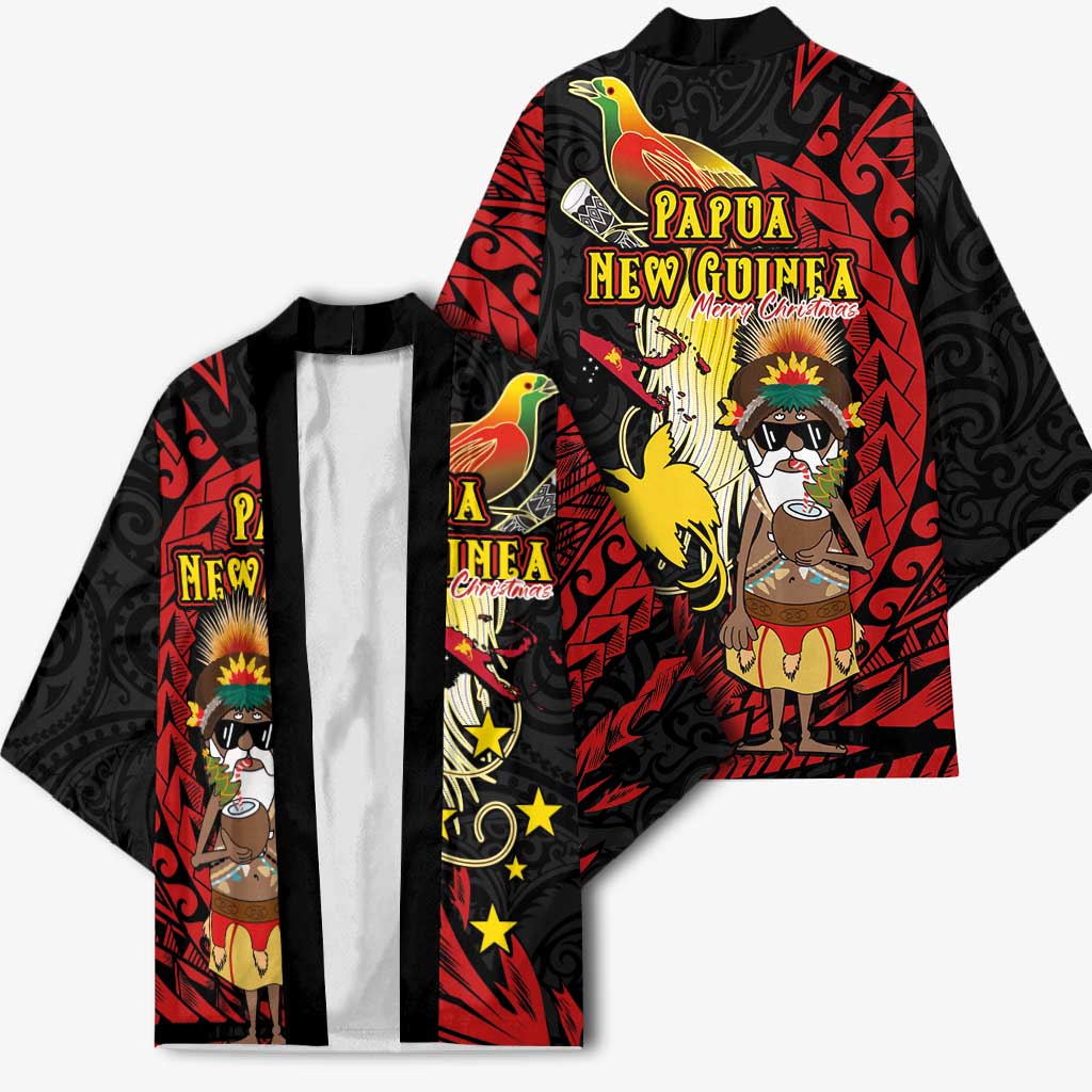 Papua New Guinea Christmas Kimono Funny Melanesian Santa with Bird-of-paradise Tribal Style - Polynesian Pride