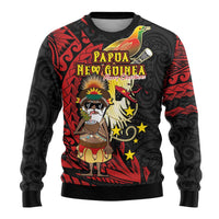Papua New Guinea Christmas Ugly Christmas Sweater Funny Melanesian Santa with Bird-of-paradise Tribal Style - Polynesian Pride