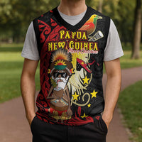 Papua New Guinea Christmas Knitted V-Neck Vest Funny Melanesian Santa with Bird-of-paradise Tribal Style LT03 - Polynesian Pride