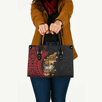 Papua New Guinea Christmas Leather Bag Funny Melanesian Santa with Bird-of-paradise Tribal Style - Polynesian Pride