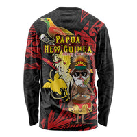 Papua New Guinea Christmas Long Sleeve Shirt Funny Melanesian Santa with Bird-of-paradise Tribal Style - Polynesian Pride