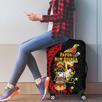 Papua New Guinea Christmas Luggage Cover Funny Melanesian Santa with Bird-of-paradise Tribal Style LT03 - Polynesian Pride