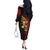 Papua New Guinea Christmas Off The Shoulder Long Sleeve Dress Funny Melanesian Santa with Bird-of-paradise Tribal Style - Polynesian Pride