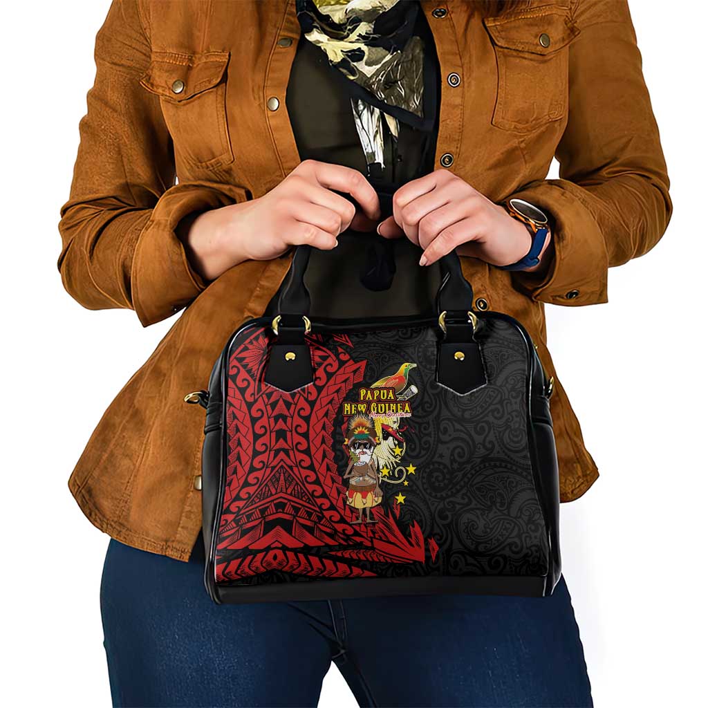 Papua New Guinea Christmas Shoulder Handbag Funny Melanesian Santa with Bird-of-paradise Tribal Style - Polynesian Pride