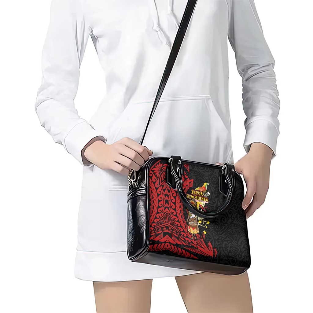 Papua New Guinea Christmas Shoulder Handbag Funny Melanesian Santa with Bird-of-paradise Tribal Style - Polynesian Pride