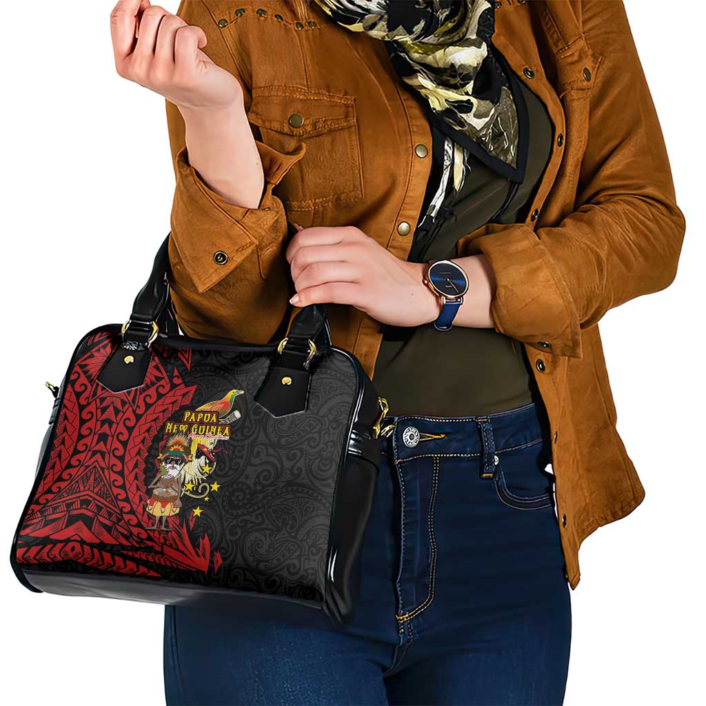 Papua New Guinea Christmas Shoulder Handbag Funny Melanesian Santa with Bird-of-paradise Tribal Style - Polynesian Pride
