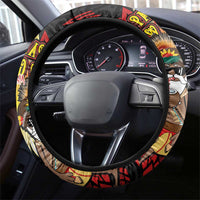 Papua New Guinea Christmas Steering Wheel Cover Funny Melanesian Santa with Bird-of-paradise Tribal Style - Polynesian Pride
