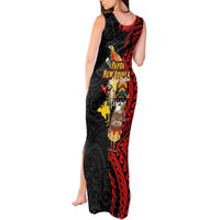 Papua New Guinea Christmas Tank Maxi Dress Funny Melanesian Santa with Bird-of-paradise Tribal Style - Polynesian Pride