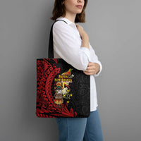 Papua New Guinea Christmas Tote Bag Funny Melanesian Santa with Bird-of-paradise Tribal Style LT03 - Polynesian Pride