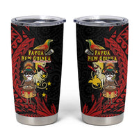 Papua New Guinea Christmas Tumbler Cup Funny Melanesian Santa with Bird-of-paradise Tribal Style - Polynesian Pride