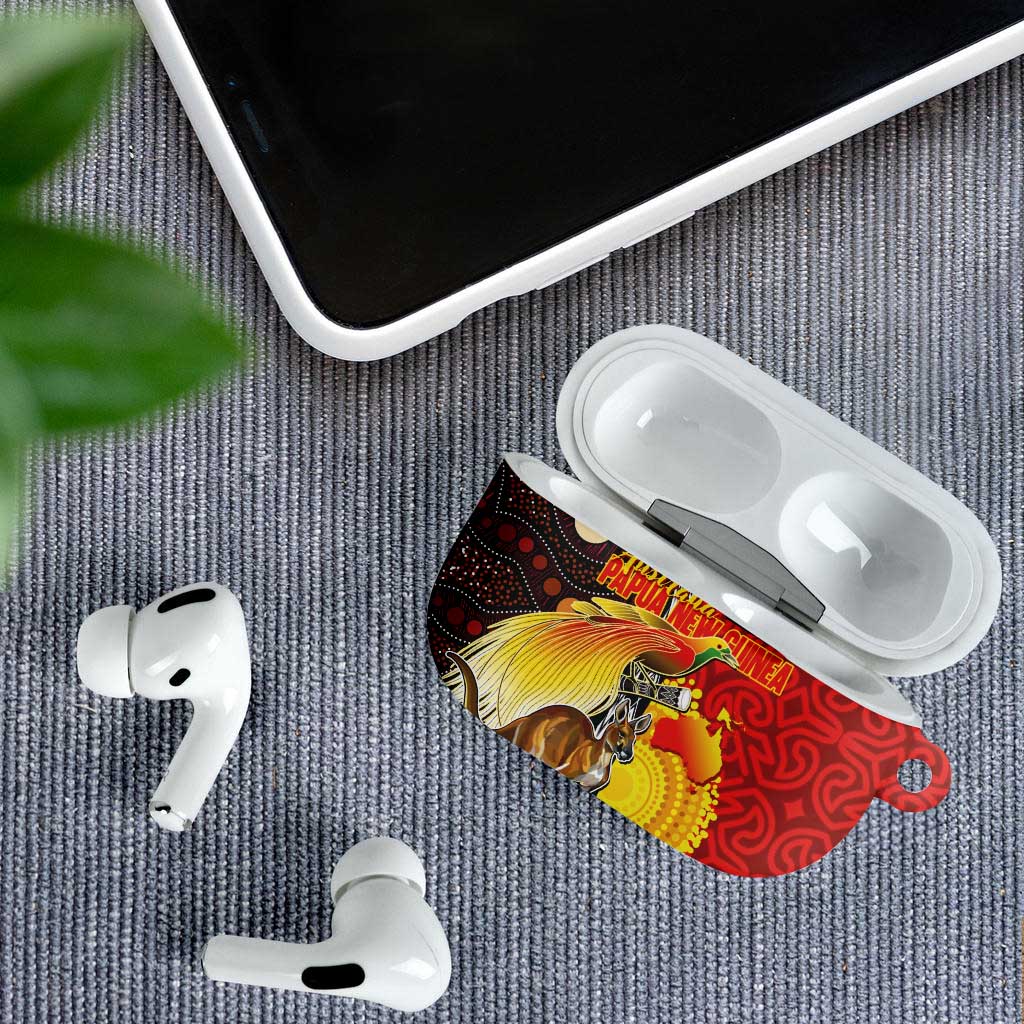 Australia and Papua New Guinea Together AirPods Case Bird-of-paradise and Kangaroo with Oro Tapa and Aboriginal Art Motifs - Polynesian Pride