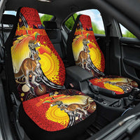Australia and Papua New Guinea Together Car Seat Cover Bird-of-paradise and Kangaroo with Oro Tapa and Aboriginal Art Motifs - Polynesian Pride