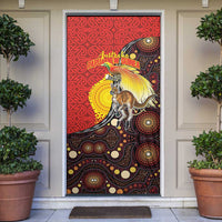 Australia and Papua New Guinea Together Door Cover Bird-of-paradise and Kangaroo with Oro Tapa and Aboriginal Art Motifs - Polynesian Pride