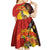 Australia and Papua New Guinea Together Kid Short Sleeve Dress Bird-of-paradise and Kangaroo with Oro Tapa and Aboriginal Art Motifs - Polynesian Pride