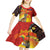 Australia and Papua New Guinea Together Kid Short Sleeve Dress Bird-of-paradise and Kangaroo with Oro Tapa and Aboriginal Art Motifs - Polynesian Pride