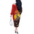Australia and Papua New Guinea Together Off The Shoulder Long Sleeve Dress Bird-of-paradise and Kangaroo with Oro Tapa and Aboriginal Art Motifs - Polynesian Pride