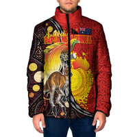 Australia and Papua New Guinea Together Padded Jacket Bird-of-paradise and Kangaroo with Oro Tapa and Aboriginal Art Motifs - Polynesian Pride