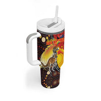 Australia and Papua New Guinea Together Tumbler With Handle Bird-of-paradise and Kangaroo with Oro Tapa and Aboriginal Art Motifs LT03 - Polynesian Pride