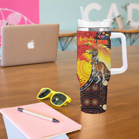 Australia and Papua New Guinea Together Tumbler With Handle Bird-of-paradise and Kangaroo with Oro Tapa and Aboriginal Art Motifs LT03 - Polynesian Pride