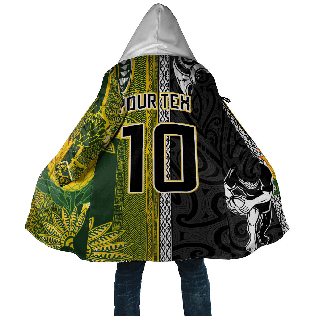 Custom Rugby New Zealand and South Africa Cloak Greatest Rivalry Silver Fern and Antelope