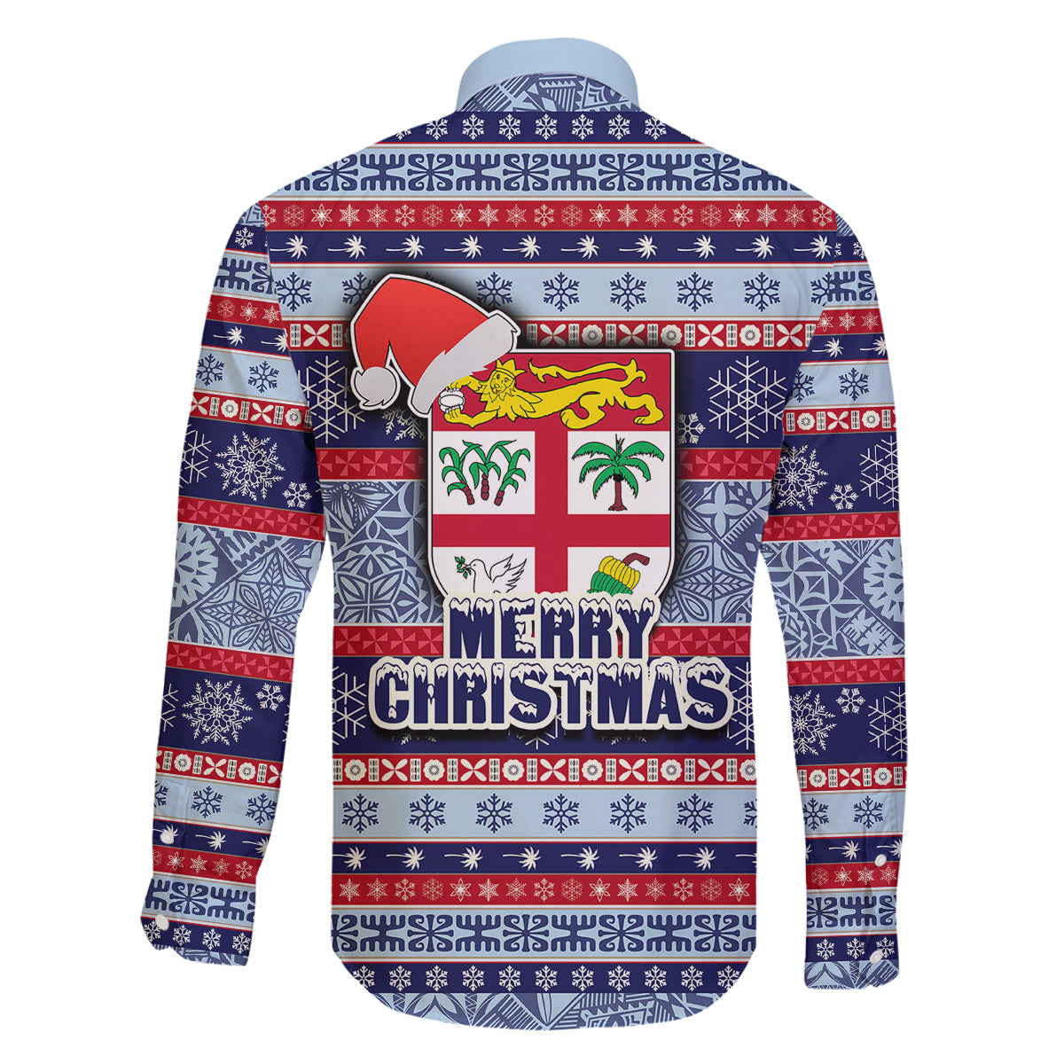 fiji-christmas-family-matching-long-sleeve-bodycon-dress-and-hawaiian-shirt-fijian-santa-and-coat-of-arms-mix-tapa-pattern-striped-style