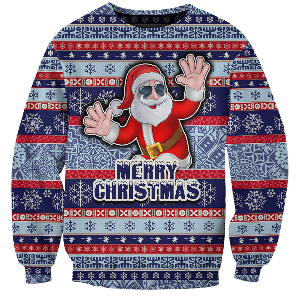fiji-christmas-sweatshirt-fijian-santa-and-coat-of-arms-mix-tapa-pattern-striped-style