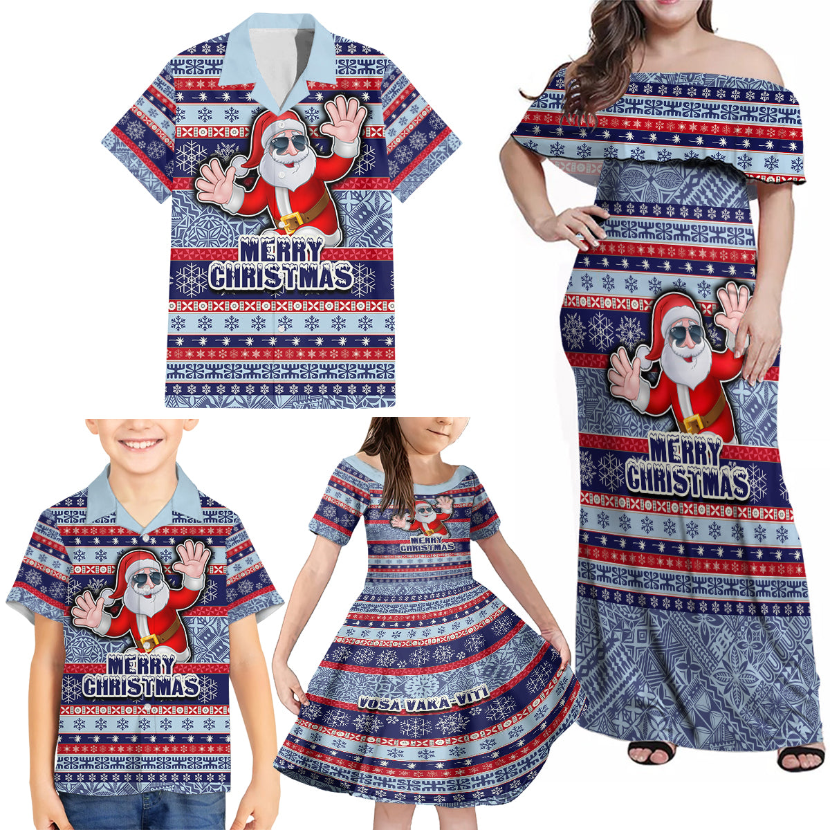 custom-fiji-christmas-family-matching-off-shoulder-maxi-dress-and-hawaiian-shirt-fijian-santa-and-coat-of-arms-mix-tapa-pattern-striped-style