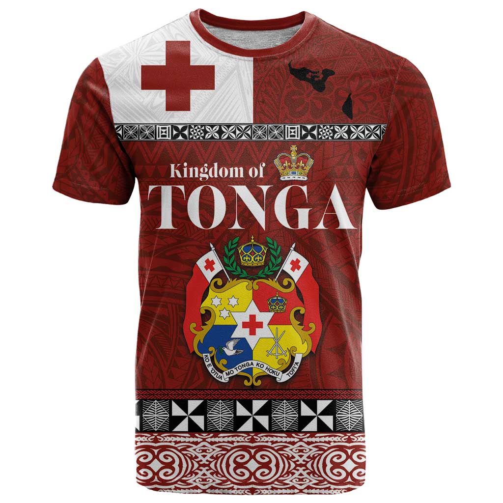 Tongan Culture T Shirt Ngatu Art Tattoo and Emblem of Tonga LT03 Red - Polynesian Pride