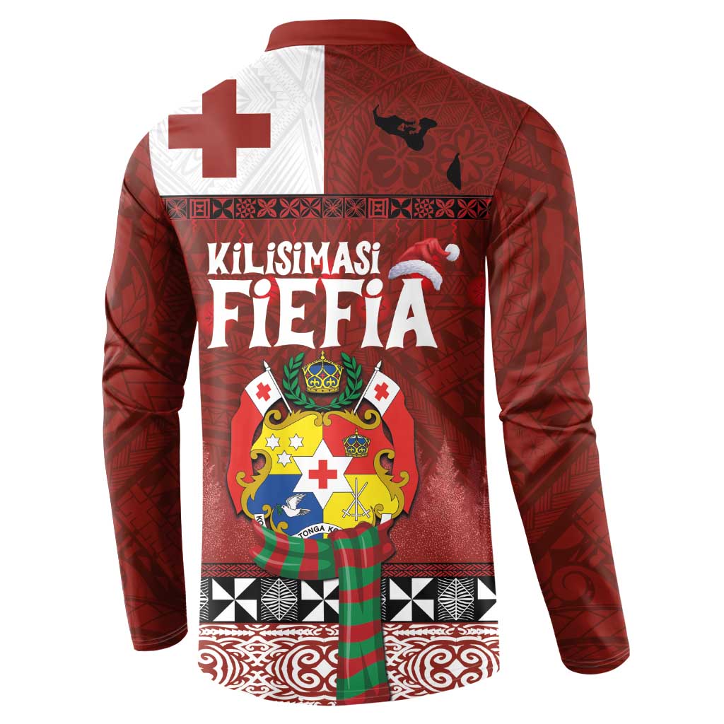 Tongan Christmas Button Sweatshirt Kilisimasi Fiefia with Ngatu Art Tattoo