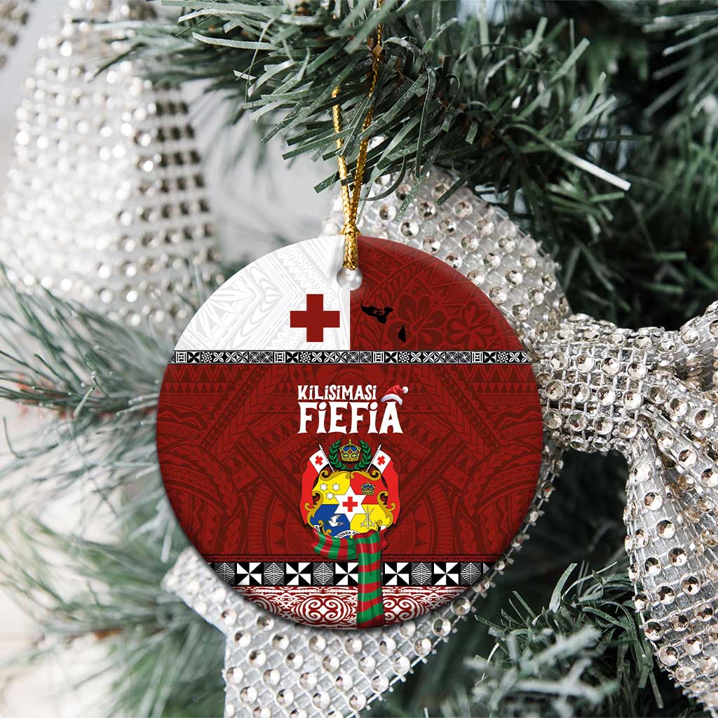 Tongan Christmas Ceramic Ornament Kilisimasi Fiefia with Ngatu Art Tattoo LT03 - Polynesian Pride