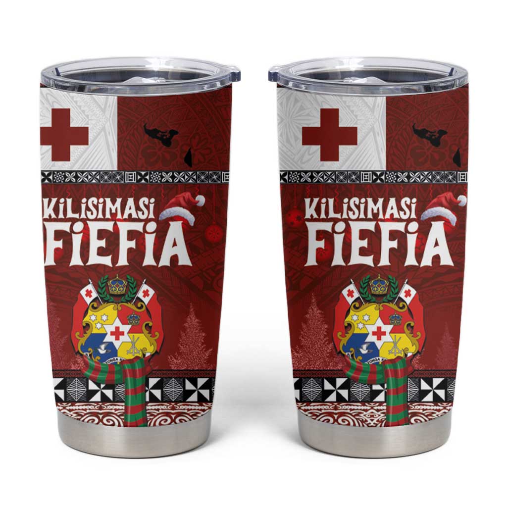 Tongan Christmas Tumbler Cup Kilisimasi Fiefia with Ngatu Art Tattoo