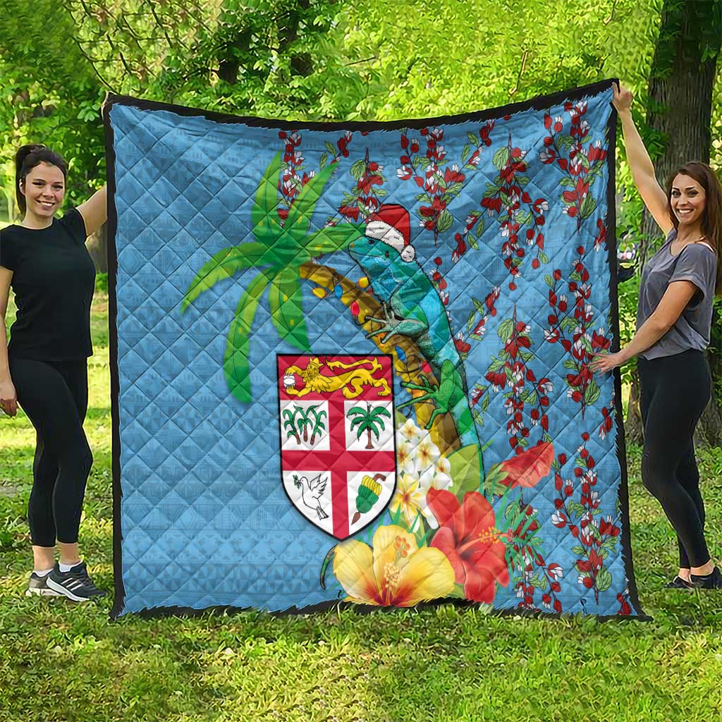 Fijians Iguana Tagimoucia Christmas Quilt Christmas Palm Tree and Hibiscus