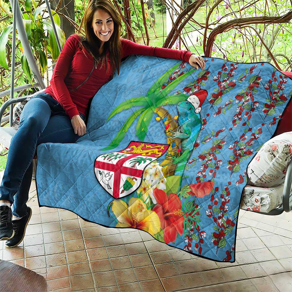 Fijians Iguana Tagimoucia Christmas Quilt Christmas Palm Tree and Hibiscus