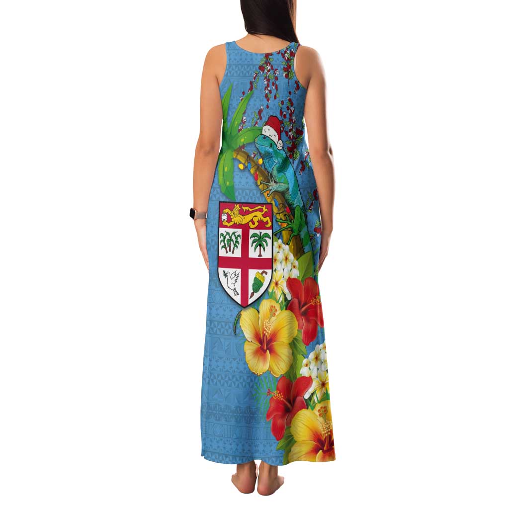 Fijians Iguana Tagimoucia Christmas Tank Maxi Dress Christmas Palm Tree and Hibiscus LT03 - Polynesian Pride