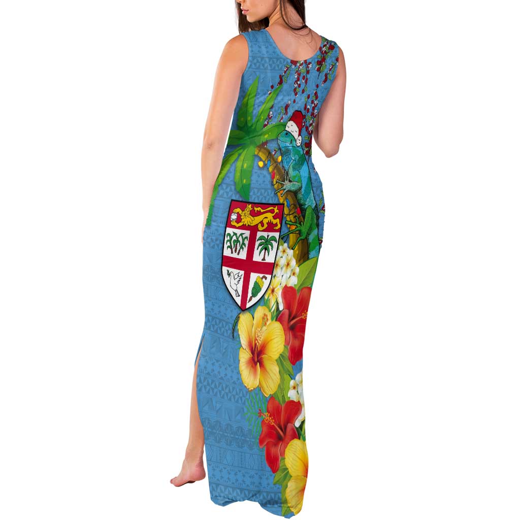 Fijians Iguana Tagimoucia Christmas Tank Maxi Dress Christmas Palm Tree and Hibiscus LT03 - Polynesian Pride