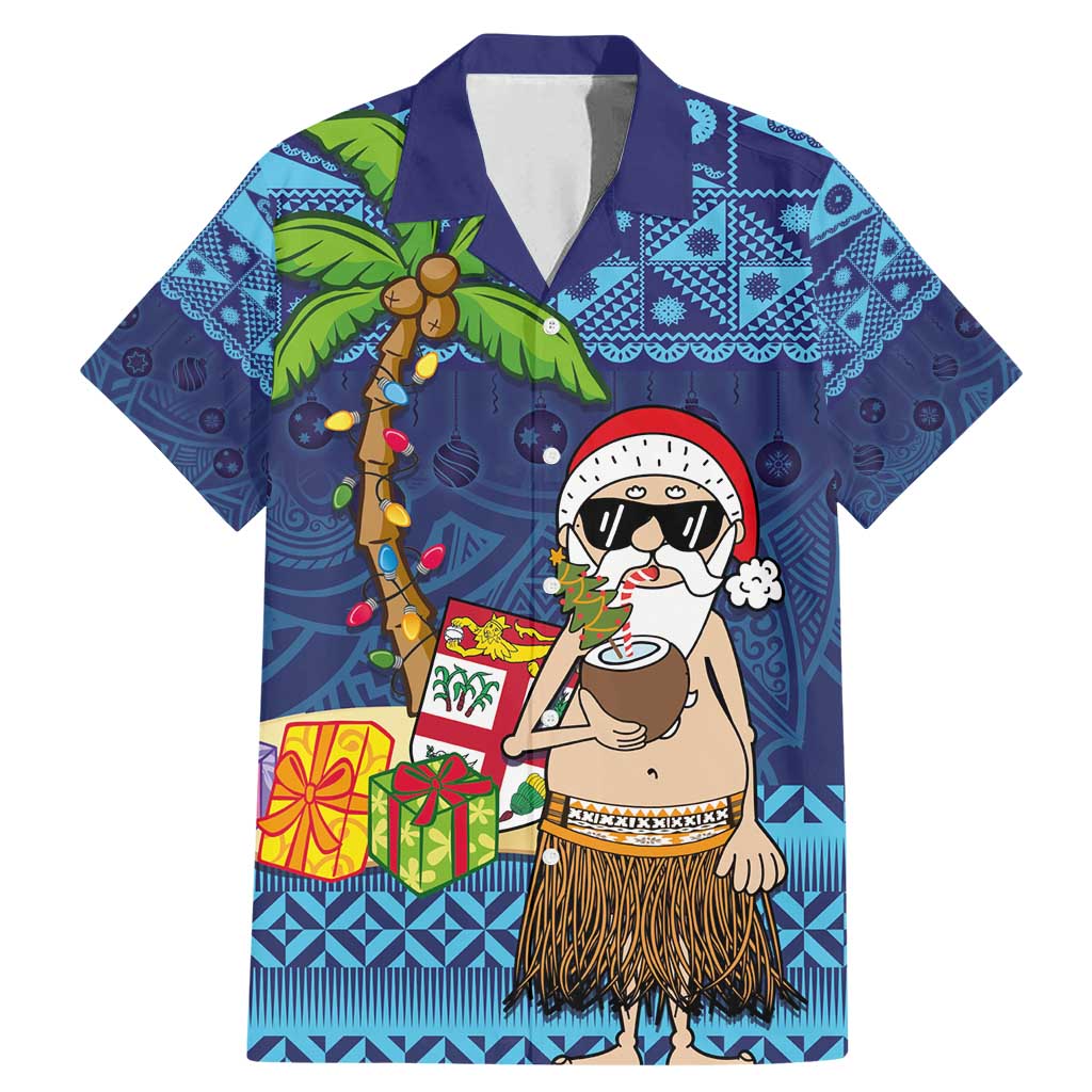 The Funny Santa Wears Sulu Christmas Family Matching Mermaid Dress and Hawaiian Shirt Fijian Christmas Palm Tree With Masi Art Tattoo