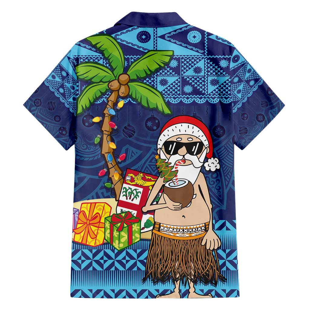 The Funny Santa Wears Sulu Christmas Family Matching Puletasi and Hawaiian Shirt Fijian Christmas Palm Tree With Masi Art Tattoo