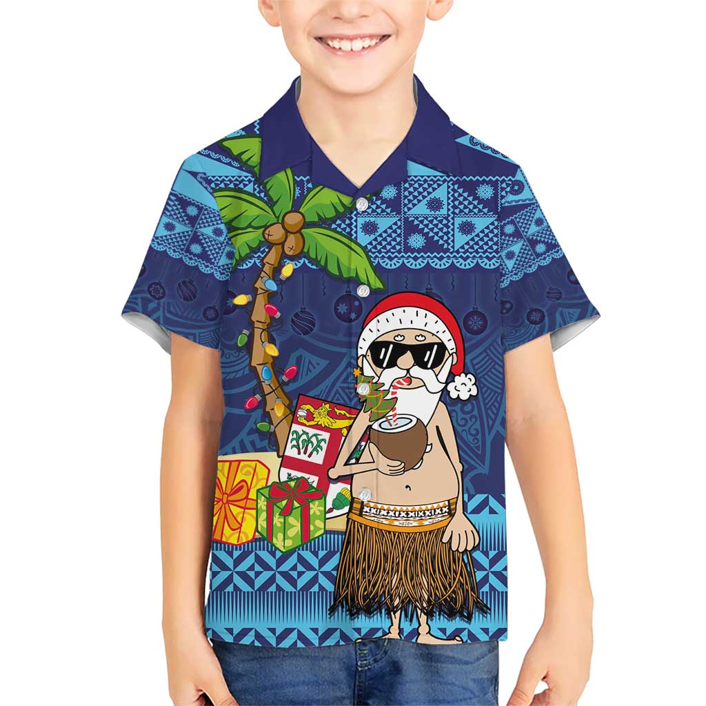The Funny Santa Wears Sulu Christmas Hawaiian Shirt Fijian Christmas Palm Tree With Masi Art Tattoo