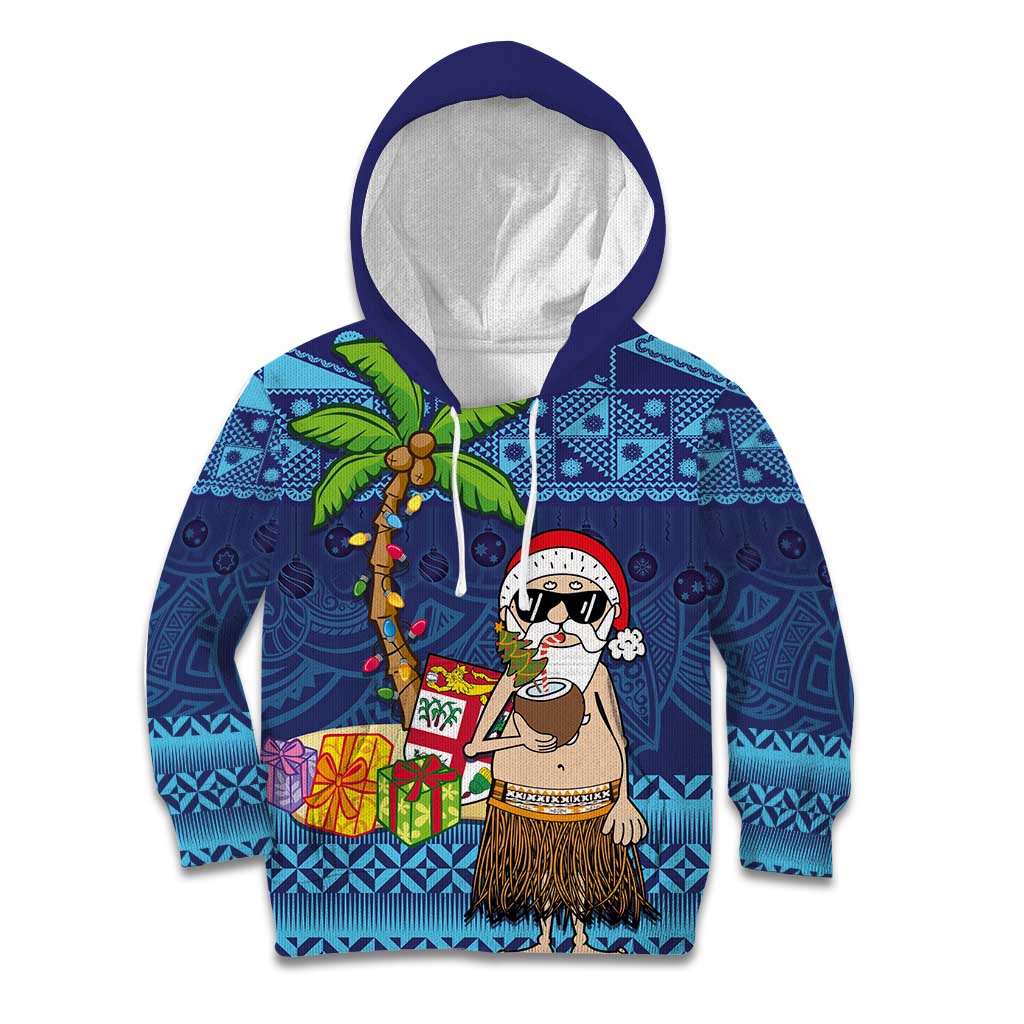 The Funny Santa Wears Sulu Christmas Kid Hoodie Fijian Christmas Palm Tree With Masi Art Tattoo