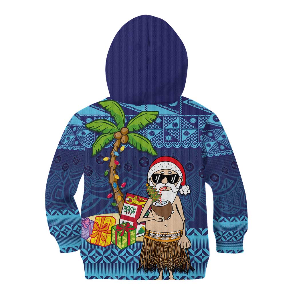 The Funny Santa Wears Sulu Christmas Kid Hoodie Fijian Christmas Palm Tree With Masi Art Tattoo