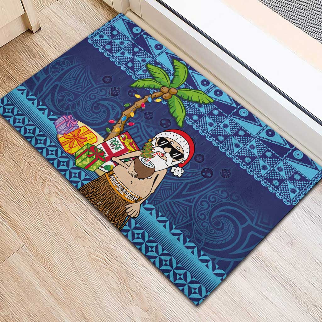 The Funny Santa Wears Sulu Christmas Rubber Doormat Fijian Christmas Palm Tree With Masi Art Tattoo